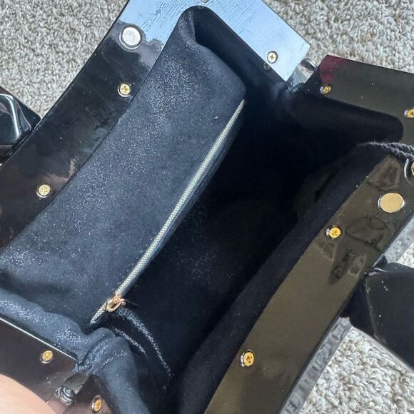 Iridescent Embossed Leather Handmade “Candy” Kisslock Acrylic Frame Clutch Bag - Picture 16 of 16